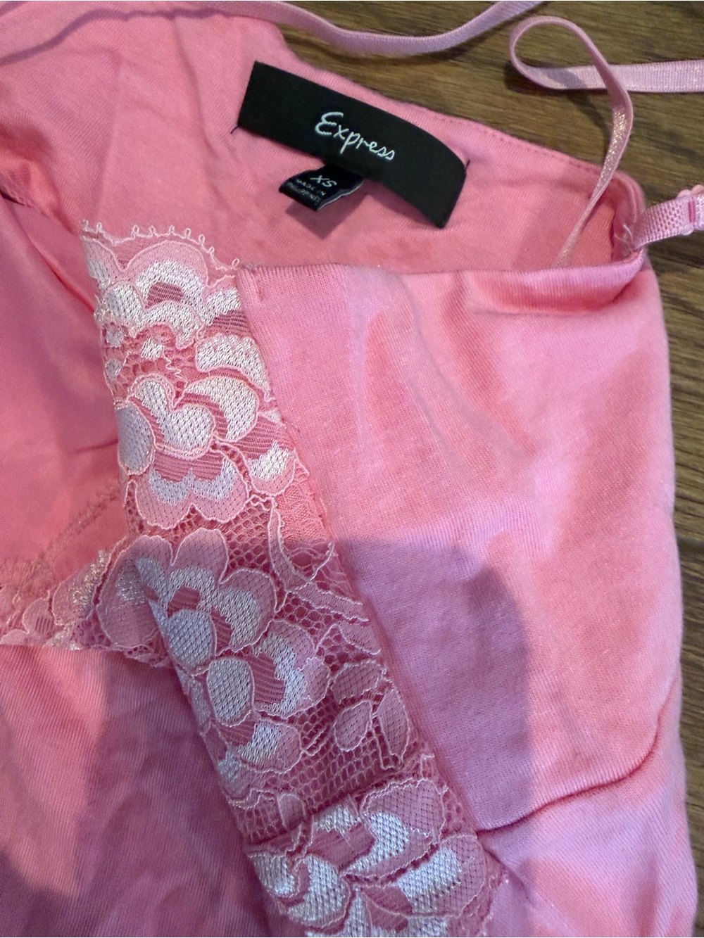 Express Pink Lace-Trim Cami Tank Top - Picture 4 of 4